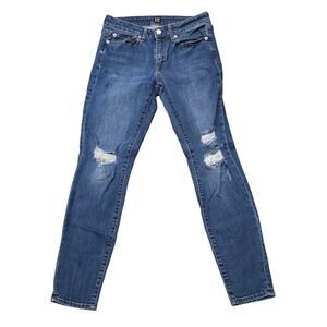 Gap Destructed Curvy True Skinny Denim Blue Jeans